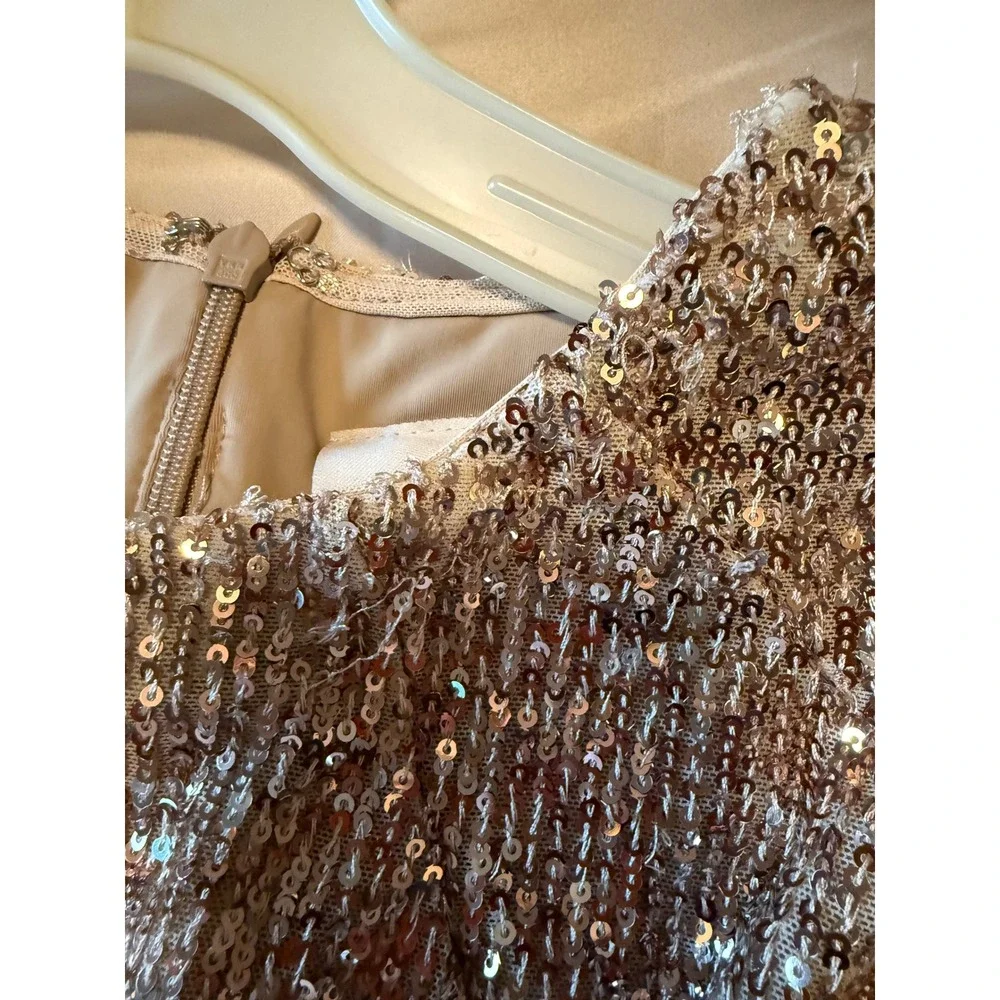 BHLDN Goldie Ombre Sequin Mini Dress Womens 14 Rose Gold Event Wedding NYE READ!
